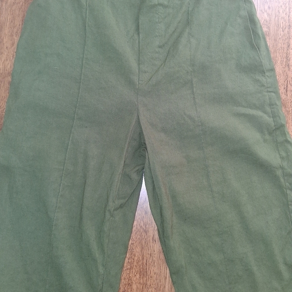 VINCE Forrest Green Linen Blend Trouser Pants L - Picture 4 of 8